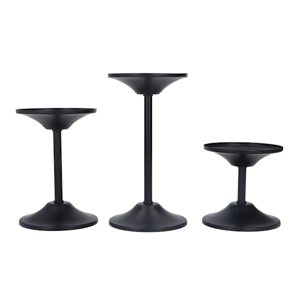 3 st Ljusstakar Set Retro Stil Enkel Modern Svart Ljusstakehållare för Restauranger Vardagsrum Fester