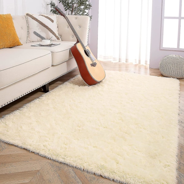 Knfe Soft Fluffy Area Tæpper til Soveværelse Børneværelse Plys Shaggy Nursery Tæppe Furry Throw Gulvtæpper til drenge Gi Beige 3.3 * 4 Feet