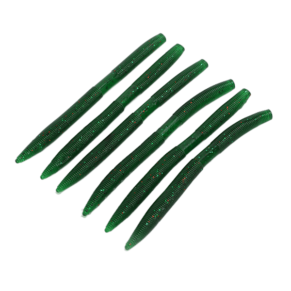 6 st/set Nudelmask Fiskebete Bittålig PVC Mjuk Maggot Daggmask konstgjord beteMörkgrön