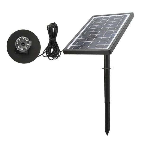 Solcellsdriven fontänpump för utomhusbruk med batteri, LED-ljus, flytande delad typ DC8V
