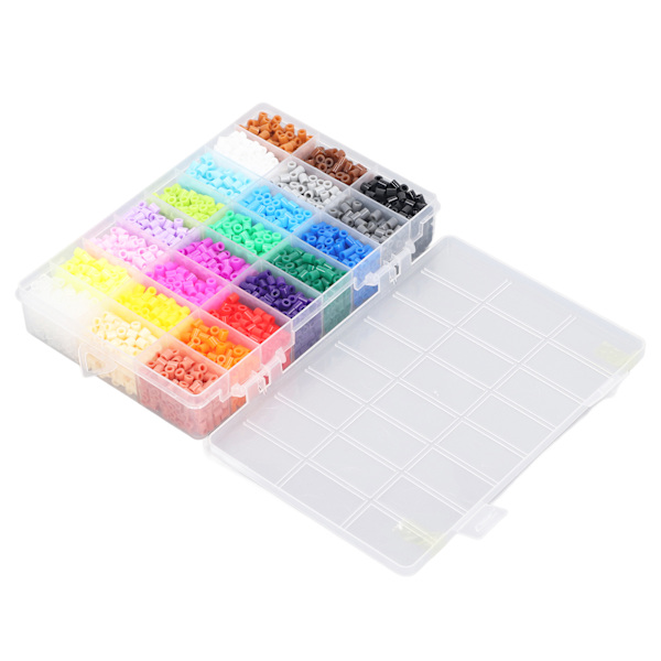 5 mm 6300 st Fuse Beads Kit DIY 24 färger Smältpärlor Kit för barn Inkluderar 3 vita pappersbitar 12 färgglada pappersbitar