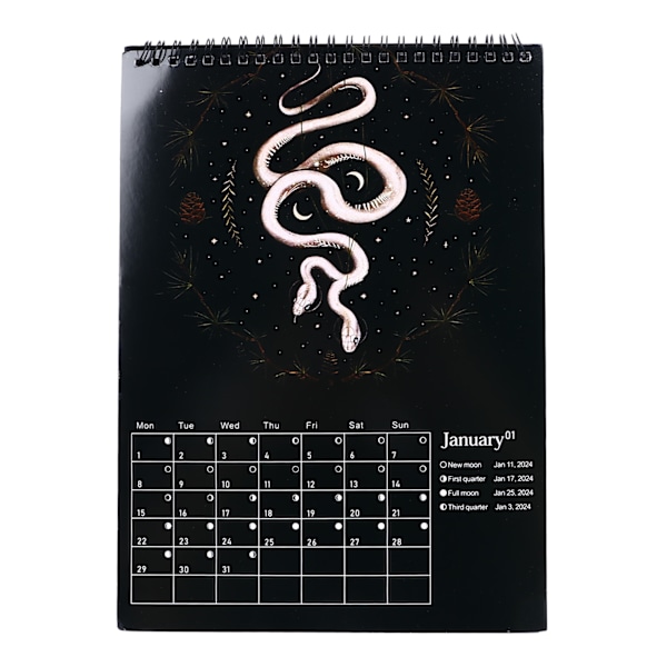 2024 Lunar Calendar Dark Forest Coated Paper Rich Elements Vibrerande färger Månkalender med snodd för Family Office