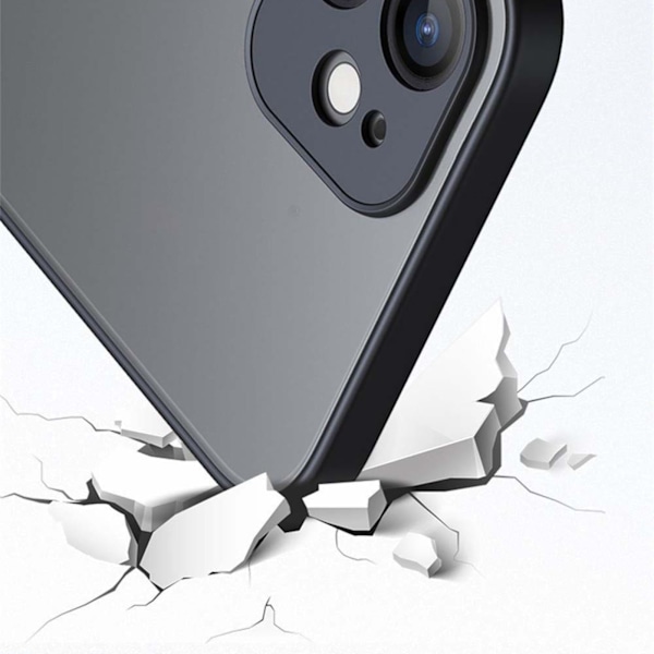Frostat telefonfodral Exakt hålposition Fallsäkert genomskinligt telefonskydd för IPhone Svart för IPhone 11