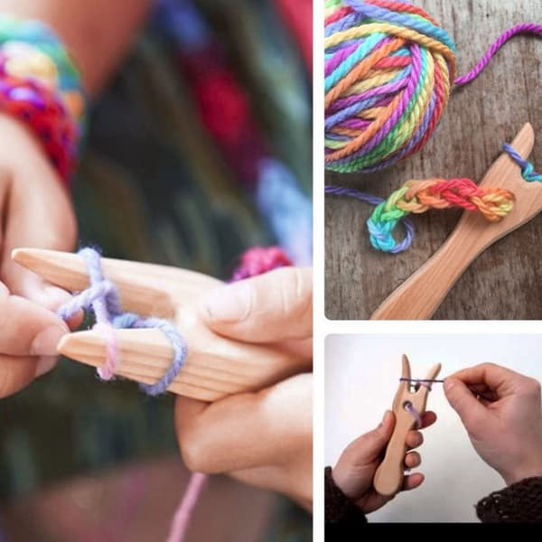 Stickverktyg i trä för DIY-vävning - Gaffeltyp