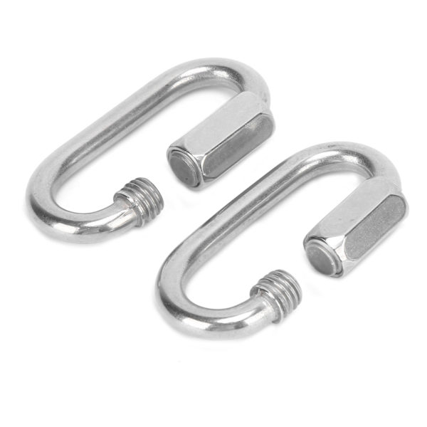 2 stk. Hurtigkobling D-formet Låsekarabiner i Rustfrit Stål med Hex Skrue til Klatring (6 mm)
