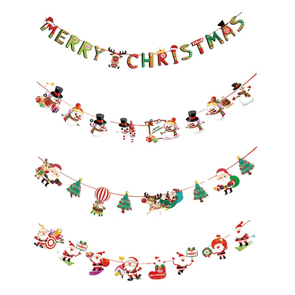 Julebanner Julenissen Banner Bunting Tegneseriedekorasjon til jul nyttårsfest gjør-det-selv-dekorasjon
