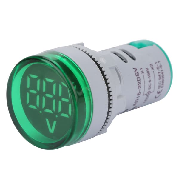 LED Voltmeter Signallys Digital Display DC Spændingsmåler Indikator Rund Lampe Tester (Grøn)