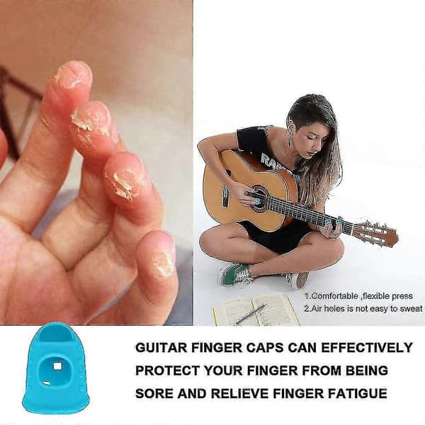 Silikon gitarr fingerskydd, gitarr fingertopp, fingerskyddskåpa Green