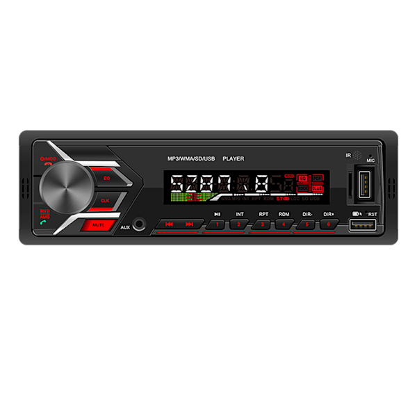 1 Din 12V Auton MP3-soitin Bluetooth-kaiutinvapaalla kädet -auton FM-radio Värikkäät valot Auton MP3-multimediasoitin