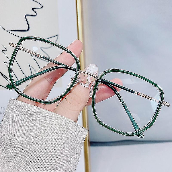 Cute Fashion Frame Blue Light Blocking Glasses for Reading Computer, Green Gold Box