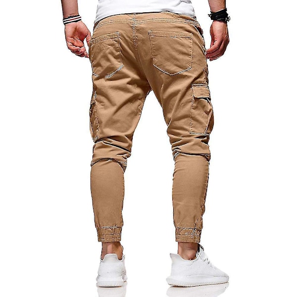 Slim Fit Herr Cargo Löparbyxor med Snörning