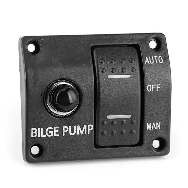 3-vejs lænsepumpbryderpanel Auto Off Manuel 12V 24V med LED-indikator Indbygget 15A afbryder