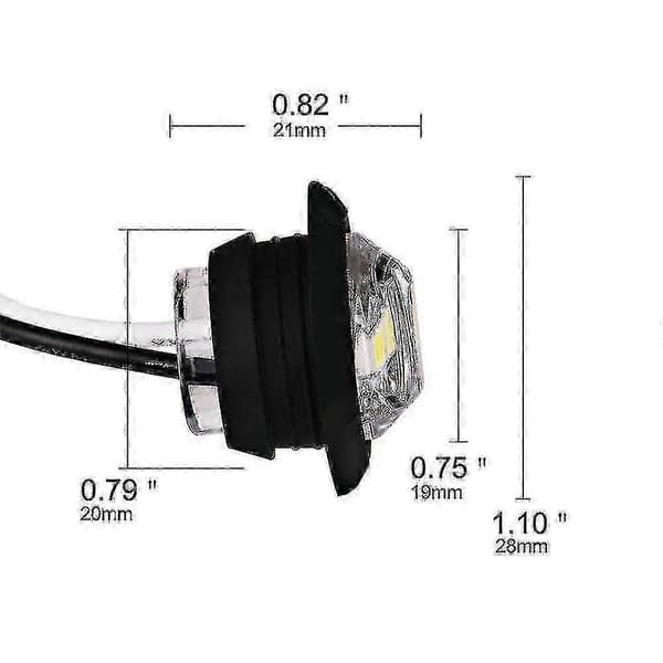 10 stk. universal sidemarkeringsindikator LED-lys trailer lastbil baglygte kugle let lastbil White