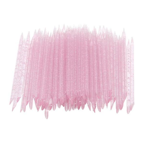 100 st engångs nagelbandstryckare Dubbla ände nagelband Manikyr Pedikyrpinnar Rosa
