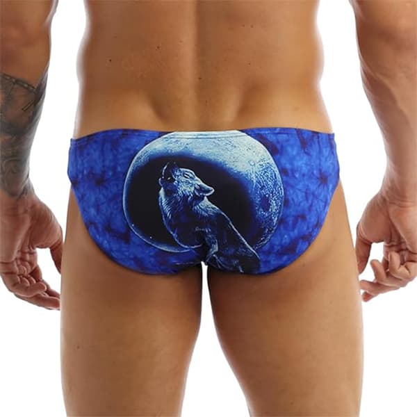 Menns sexy morsomme 3D-ulvetrykte truser blå blue M