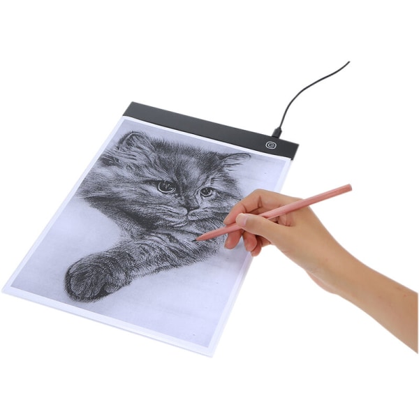 A4 LED Art Light Pad Tracing Bord et tegnebrett for barn Kunstnere En Black Draw Pad Holder