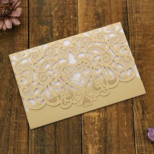 20 stk Kærlighedsmønster Invitationskort Holdere Invitationer til bryllupsdag fødselsdagsfest, Model: Guld