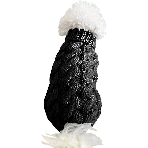Strikket Hundevest for Små, Mellomstore og Store Hunder - Varm Vinterjakke i Svart