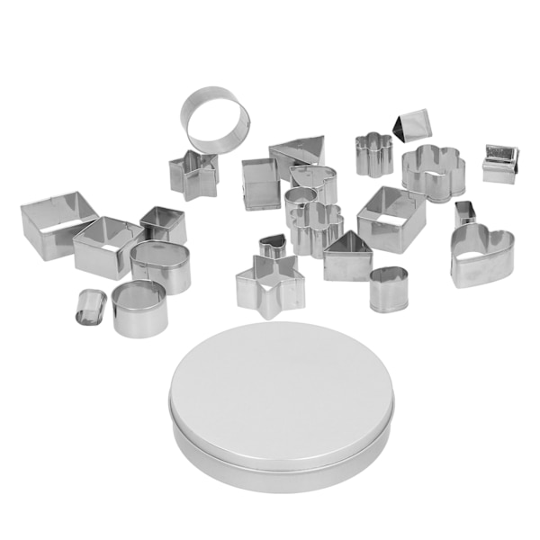 24 stk geometriske kakeformer i rustfritt stål DIY Cookie Cutters Set for Bakverk Deig Leire