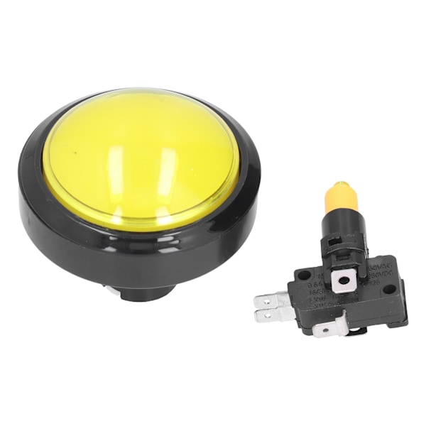 60 mm stor konvex knapp 2-fotsomkopplarknapp med LED-ljus för Crane Machine Game Console Gul