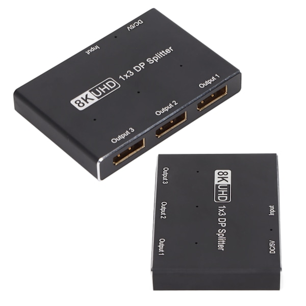 1x3 DisplayPort Splitter 8K 30Hz 4K 144Hz Triple MST SST Hub 1 in 3 Out DP Splitter för hemmabio skolhotell