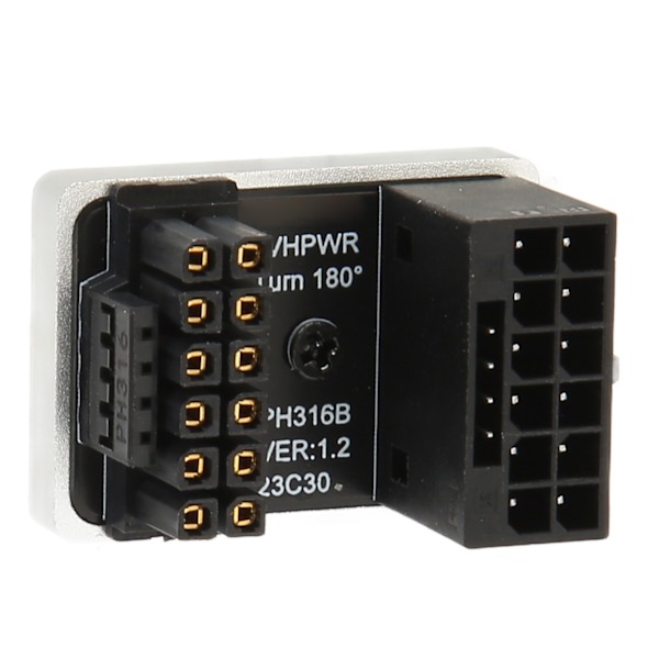 ATX 16-pin hann til 16-pin hunn 180 graders vinklet adapter 12V PCIe5.0 HPWR GPU U Turn Angle Connector for stasjonær PC Sølv