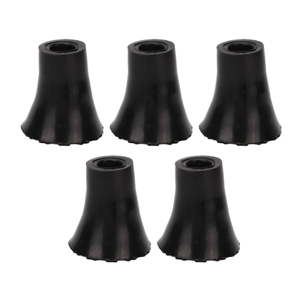 5 stk 19 mm Krykke Spidser Forhindrer Glidning Blød Forbedret Gummi Vandrestave Udskiftningsspids Sort