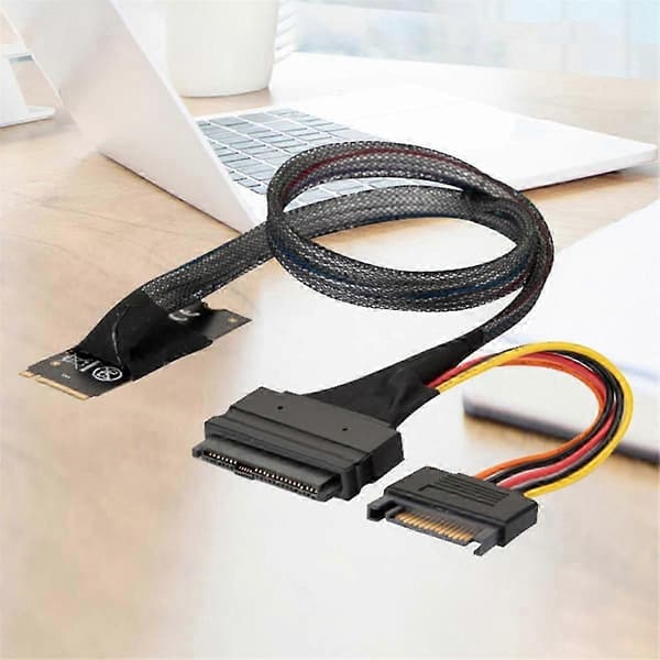 M.2 M-Key til U.2 SFF-8639 adapterkabel, 15-pinners strømkontakt, for NVMe U.2 SSD, 32 Gbps