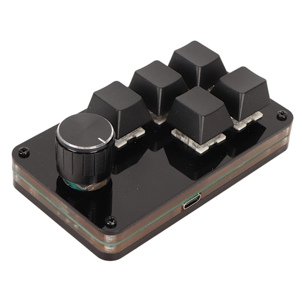 Programmerbar knappsats med 5 taster og 1 ratt Blå bryter Mekanisk Hot Swappable kablet USB-minitastatur for Media Games Office