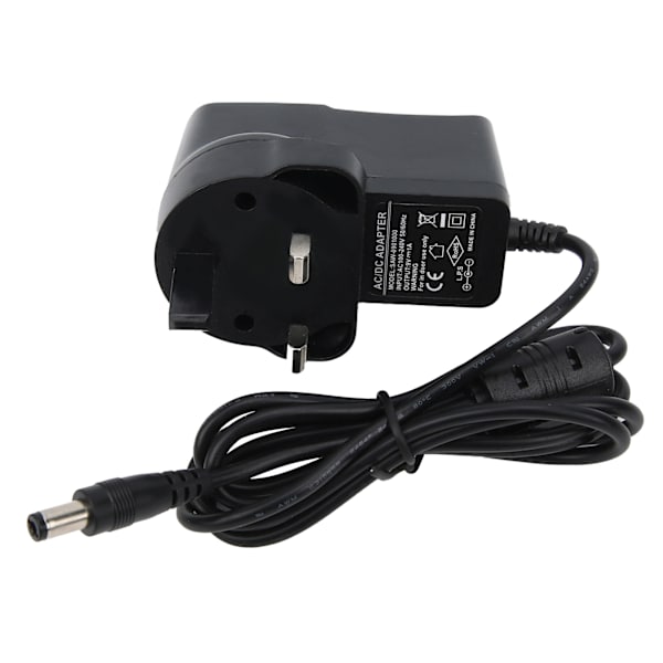 Effektpedal Strømforsyningsadapter 9V 1A for elektrisk gitar, orgel, keyboard, forsterker 100‑240V UK-kontakt