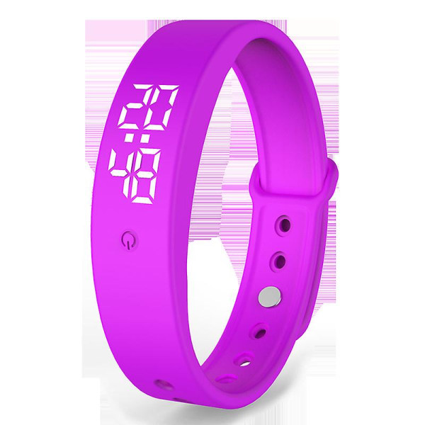 Høykvalitets armbånd Vibrasjonsadvarsel Temperaturovervåking Nøyaktig skjerm Smart Strap Påminnelse Klokke Purple
