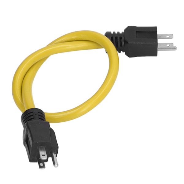 Strømforlengelseskabel 12AWG PVC-gummibelegg Messingledere 5 15P til 5 15P Forlengelseskabel US-kontakt AC125V 15A Gul 64cm/25.2in