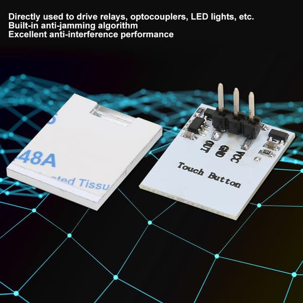 【NX】Kapasitiv berøringsbryterknapp Anti-interferens LED-sensorbrytermodul (2.7V-6V) (gul)