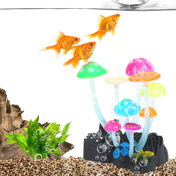 Kunstig selvlysende vannplante sopp for akvarium akvarier Landskapsdekorasjon Tykke stilker 9 sopp