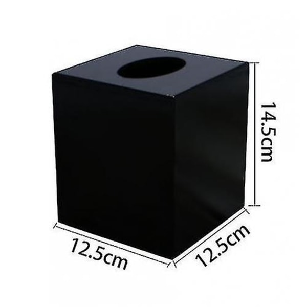 Square Tissue Box Pu Läder Tissue Box Hållare för byrå Badrumsinredning (svart)