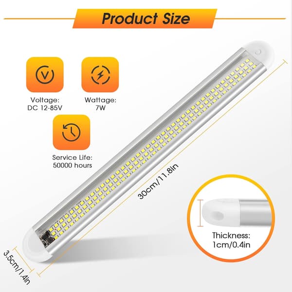12V-85V LED-interiørbelysning 120 LED-billampe med afbryder til varevogn båd (2 stk.)