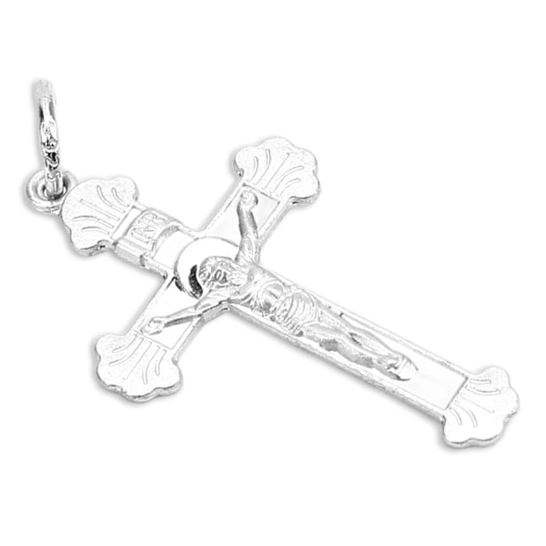 Crucifix Halsband Utsökt 925 Sterling Silver Herr Dam Jesus Cross Halsband Hängsgåva