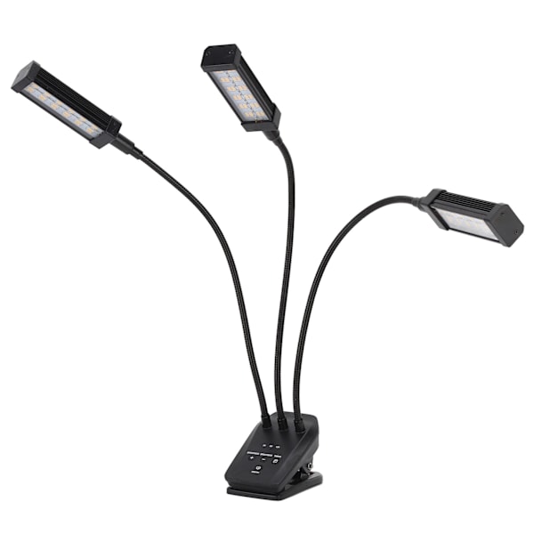 LED Vækstlys 3 Hoved 360° Justerbar Timeret Plantevækstlampe til Drivhuse Kontor 100‑240V Sort EU-stik
