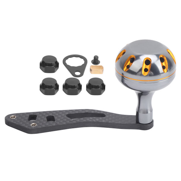 Carbon Fishing Rulle Handtag Knopp Rocker Arm Fisketillbehörsdelar för Baitcasting (Ruthenium Gold)