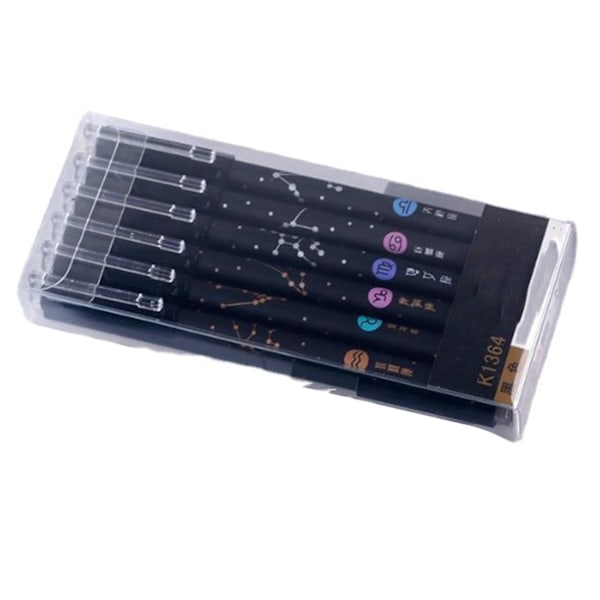 6 stk viskelæderpenne med 20 udskiftelige refill Clip Design Komfortabelt greb viskelæder gelpen med viskelæder Sort