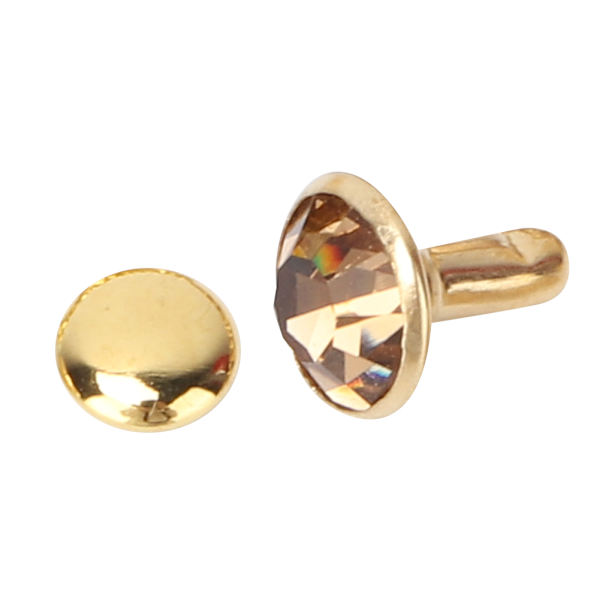 50 stk 8MM Krystal Rhinestone Dekorative Nitter DIY Læder Sko Tøj Knapper (Gul Krystal)