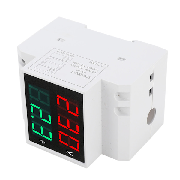 AC DIN Rail Meter Enfas Dubbel LED Display Voltmeter Amperemeter Spänning Strömmätare AC80‑300V 0,1‑99,9A