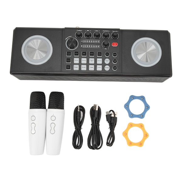 Karaokemaskin med 2 mikrofoner, bärbar Bluetooth-högtalare för utomhusbruk, ljudkort, karaoke-set för hemfest, bröllop, camping