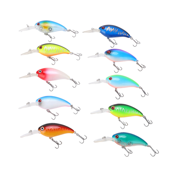 10 stk kunstige crankbait 3D fiske agn fisketilbehør til bas gedde ferskvand