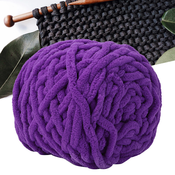 Enkel tjock isremsa Garn Nål Stickning vävd filt Slipper Line (lila)
