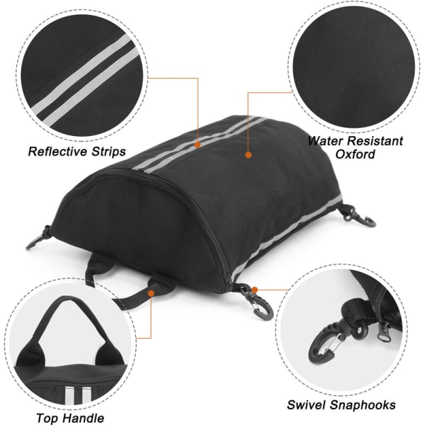 Kayak Deck Bag SUP Deck Zipperd Pouch med svingbare karabinere Kayak Dry Bag, modell: Svart