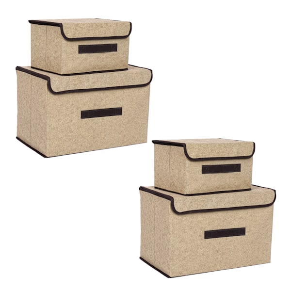 4 kpl Non Woven säilytyslaatikot Pölynkestävä taittuva kaksi suurta ja kaksi pientä kotitalouksiin Beige