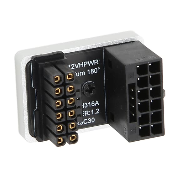 GPU PCIe-kontakt 600W 12V HPWR 16P til 16P hann til hunn 180 grader GPU strømadapterkort for stasjonær datamaskin PH316 sølv