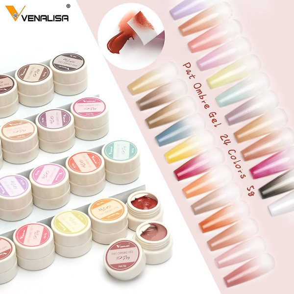 Venalisa Pat Ombre Gel Nyankomst Rask Gradient Maling Gel Gjør-selv Kremet tekstur Nail Gel Polish Manikyr Lakker Solid Uv Gel PG04