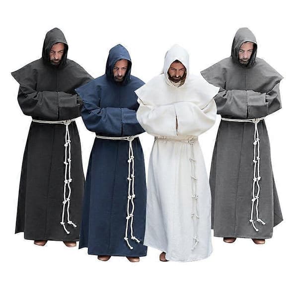 S-5xl Renässansmunk Prästerskapsklänning Skulderblad Munkkostym Religiös Helgonklänning Mantel _b Black S